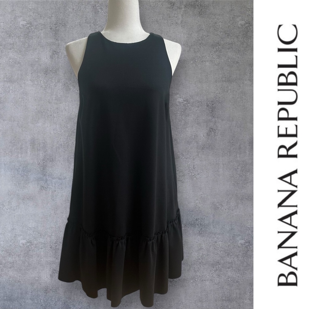 Banana Republic‎ Black Mini Dress with Flounce Hem, Size 4, MSRP $119